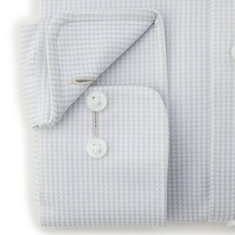 ＪＰコンフォート ネイビー 【発送在庫あり】【WEB限定】【JOHN PEARSE comfort navy】ボタンダウンカラーワイシャツ/グレー×ハウンドトゥース/ULTRA MOVE「ニット素材」「ノーアイロン」「ストレッチ」「高通気性」 グレー中間