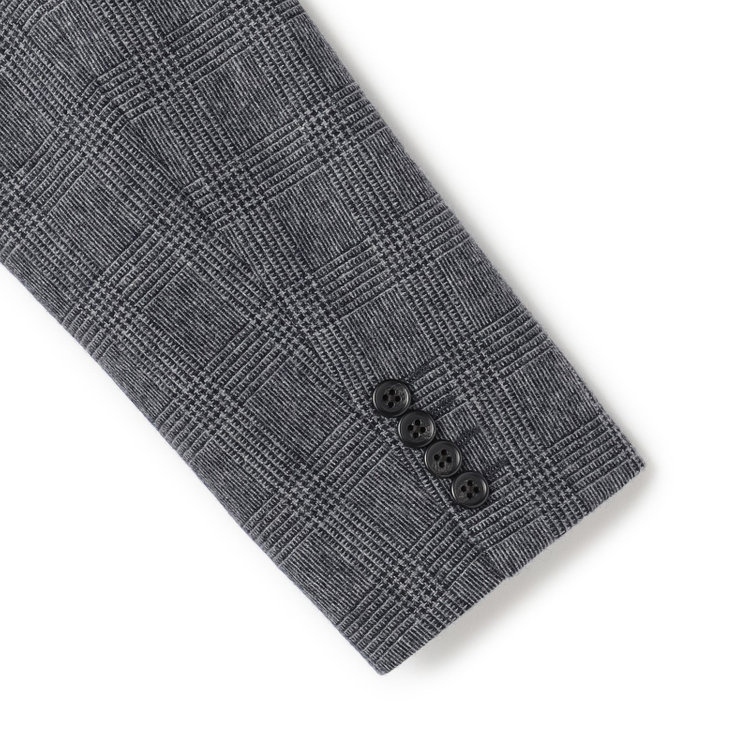 ジョンピアースブラック 【JOHN PEARSE BLACK】【秋冬】ウールブレンド2釦シングルジャケット/グレー×チェック/RE:NEWOOL/「エコナカフタタビ」プロジェクト 紺中間