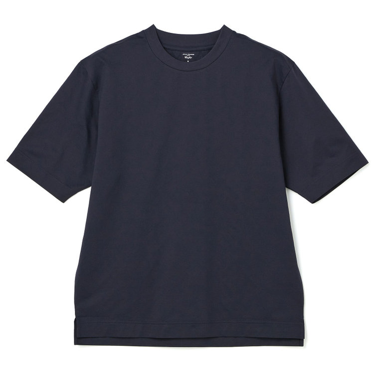 ＪＰ コンフォート 【JHON PEARSE comfort】【半袖】Tシャツ/グレー/ クルーネック/ 酷暑対策Tシャツ「FREEZETECH 氷撃」冷感PRINT 紺中間