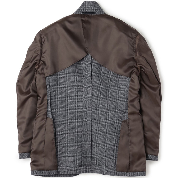 ジョンピアースブラック 【JOHN PEARSE BLACK】【秋冬】ウールブレンド2釦シングルジャケット/グレー×チェック/RE:NEWOOL/「エコナカフタタビ」プロジェクト 紺中間