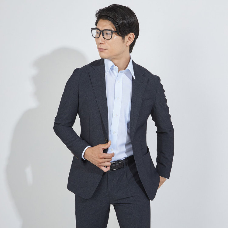 ＪＰコンフォート ネイビー 【JOHN PEARSE comfort navy】【秋冬】2釦シングルジャケット/ネイビー×DENIM LOOK/パッチポケット/ULTRA MOVE/ウォッシャブル 紺濃色