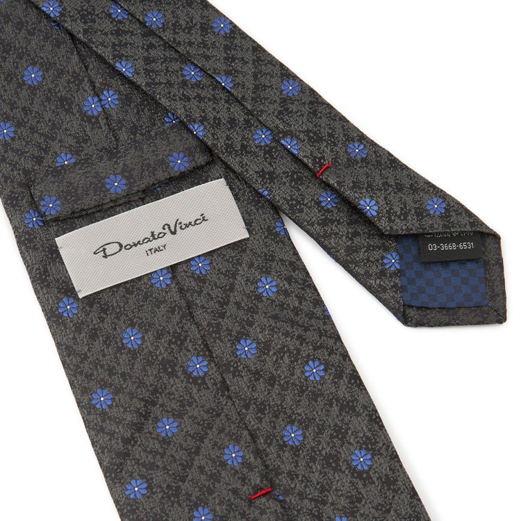 ドナートヴィンチ 【Donato Vinci Italy】シルク小紋柄ネクタイ 8.5cm幅/グレー/MADE IN JAPAN その他