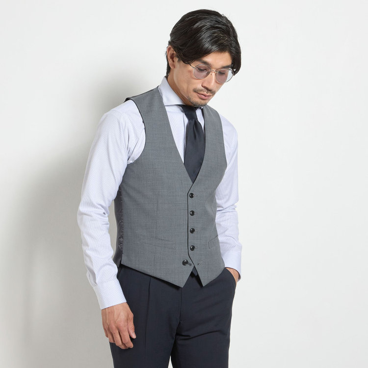 ソノタ（KONAKA用） 【JOHN PEARSE BLACK】【年間】リバーシブルジレ(ベスト)/ネイビー＆グレー/SHOWER CLEAN 紺濃色