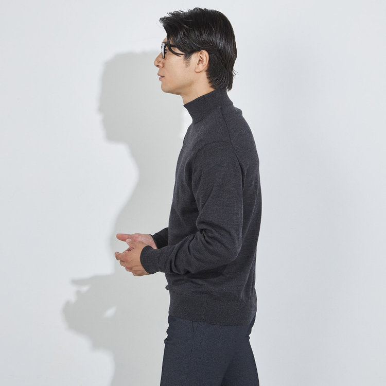 ＪＰコンフォート ネイビー JPコンフォート モックネックセーター/グレー グレー濃色