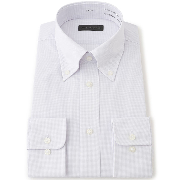 ＤＵＫＥ ＭＯＲＧＡ 【DUKEMORGAN】【形態安定】ボタンダウンワイシャツ/グレー＆ホワイト×チェック グレー中間