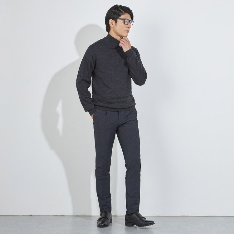 ＪＰコンフォート ネイビー JPコンフォート モックネックセーター/グレー グレー濃色