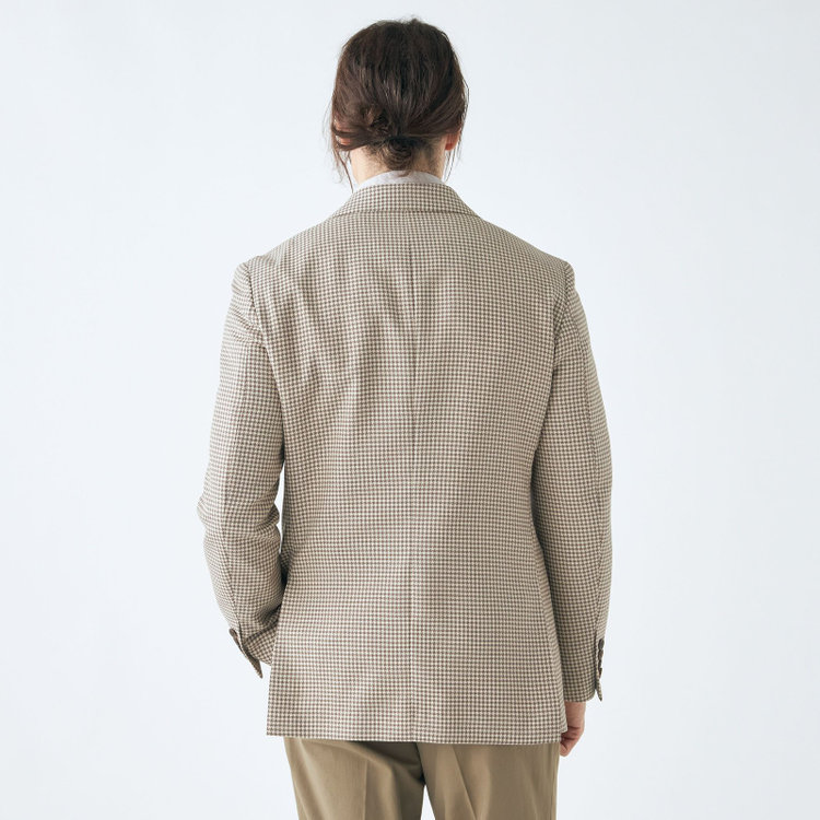 スタンリーブラッカ 【stanley blacker new york】【春夏】3釦段返りシングルジャケット/ベージュ×ハウンドトゥース 茶淡色