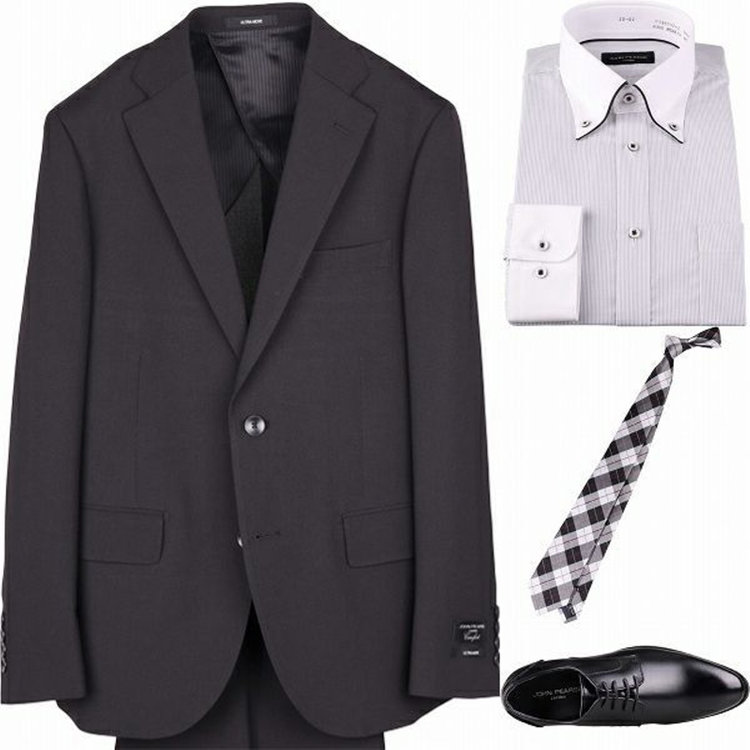 ＪＰ コンフォート 【JOHN PEARSE comfort】【春夏】2釦シングルスーツ 1タック/ブラック/ULTRA MOVE/TRABEST ブラック系(黒)