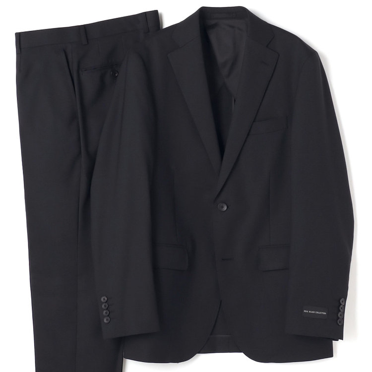 ＪＰ コンフォート 【JOHN PEARSE comfort】【春夏】2釦シングルスーツ ショートタック/ブラック×シャドーチェック/REAL BLACK/NEW ZEALAND WOOLSHOWER CLEAN/SustainaBee Wool/※裾上げ必要 黒