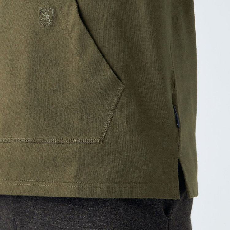 スタンリーブラッカ 【stanley blacker new york】【秋冬】衿切替長袖ポロ/カーキ 黄淡色