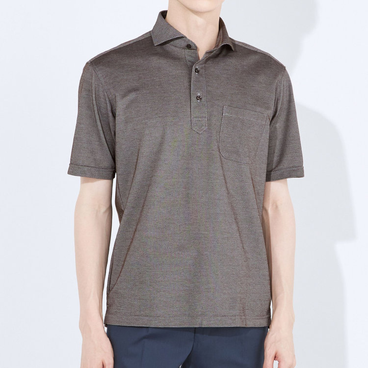 ＪＰコンフォート ネイビー 【半袖】【JOHN PEARSE comfort navy】【ノーアイロン】ホリゾンタルワイドビズポロシャツ プルオーバータイプ/デニムブラウン/ULTRA MOVE/ニット素材 茶中間