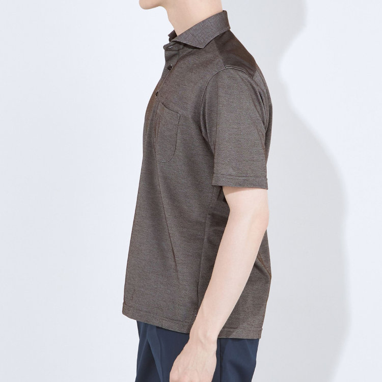 ＪＰコンフォート ネイビー 【半袖】【JOHN PEARSE comfort navy】【ノーアイロン】ホリゾンタルワイドビズポロシャツ プルオーバータイプ/デニムブラウン/ULTRA MOVE/ニット素材 茶中間