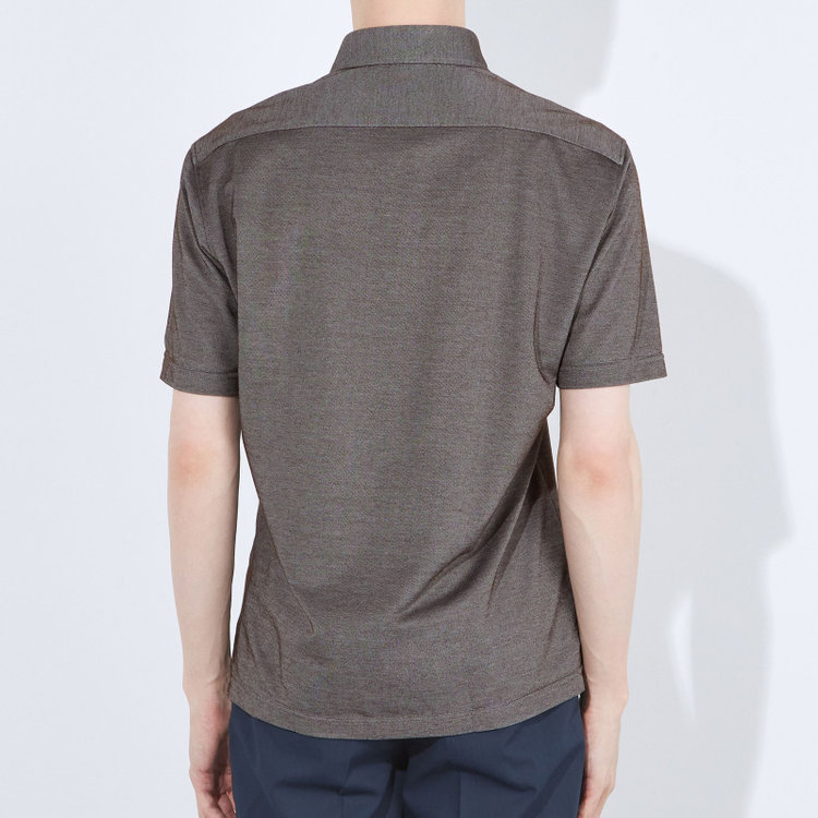 ＪＰコンフォート ネイビー 【半袖】【JOHN PEARSE comfort navy】【ノーアイロン】ホリゾンタルワイドビズポロシャツ プルオーバータイプ/デニムブラウン/ULTRA MOVE/ニット素材 茶中間