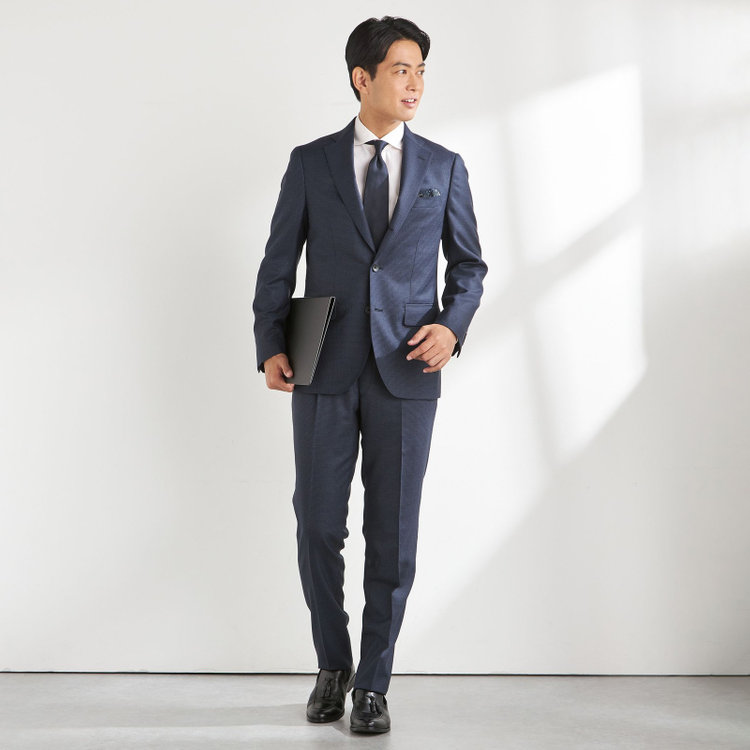 ドナートヴィンチ 【Donato Vinci Italy CLASSICO】【秋冬】2釦シングルスーツ 2タック/ネイビー×ハウンドトゥース/REAL NAVY COLLECTION/NEW ZEALAND LIMITED WOOL/※裾上げ必要 紺中間