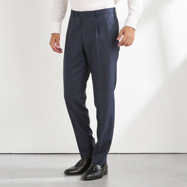 ドナートヴィンチ 【Donato Vinci Italy CLASSICO】【秋冬】2釦シングルスーツ 2タック/ネイビー×ハウンドトゥース/REAL NAVY COLLECTION/NEW ZEALAND LIMITED WOOL/※裾上げ必要 紺中間