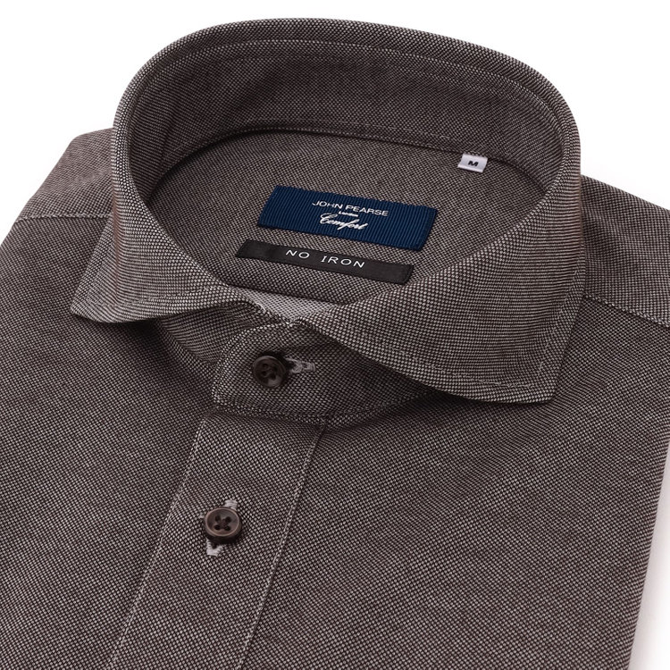 ＪＰコンフォート ネイビー 【半袖】【JOHN PEARSE comfort navy】【ノーアイロン】ホリゾンタルワイドビズポロシャツ プルオーバータイプ/デニムブラウン/ULTRA MOVE/ニット素材 茶中間