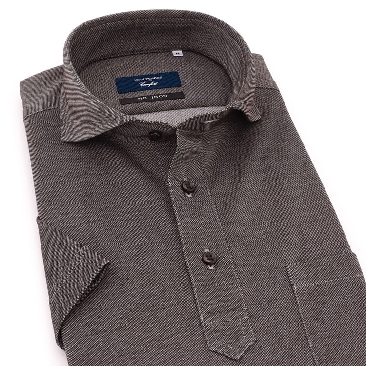ＪＰコンフォート ネイビー 【半袖】【JOHN PEARSE comfort navy】【ノーアイロン】ホリゾンタルワイドビズポロシャツ プルオーバータイプ/デニムブラウン/ULTRA MOVE/ニット素材 茶中間