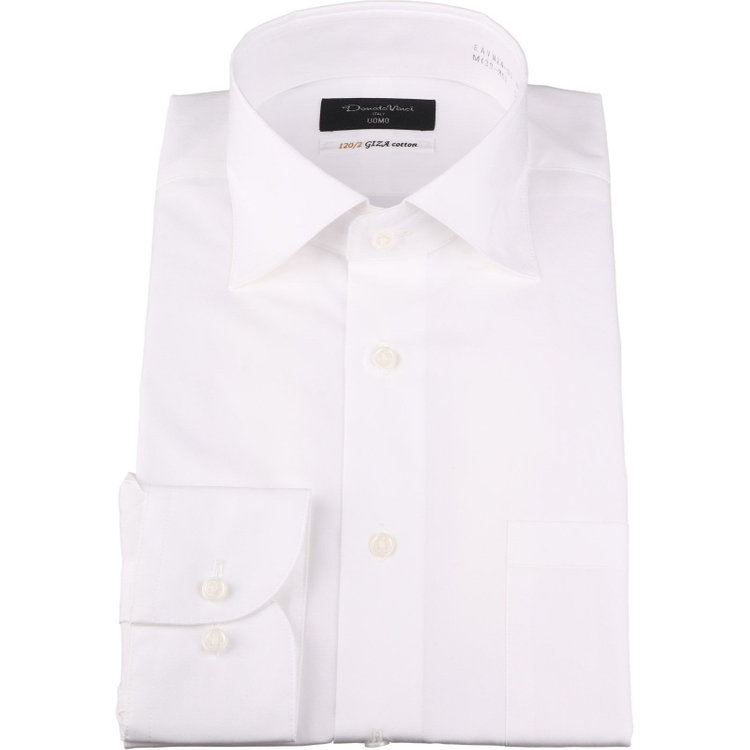 ドナートヴィンチウォモ 【Donato Vinci Italy Uomo】ワイドカラードレスワイシャツ/ホワイト/Tough釦/GIZA COTTON ホワイト系(白)
