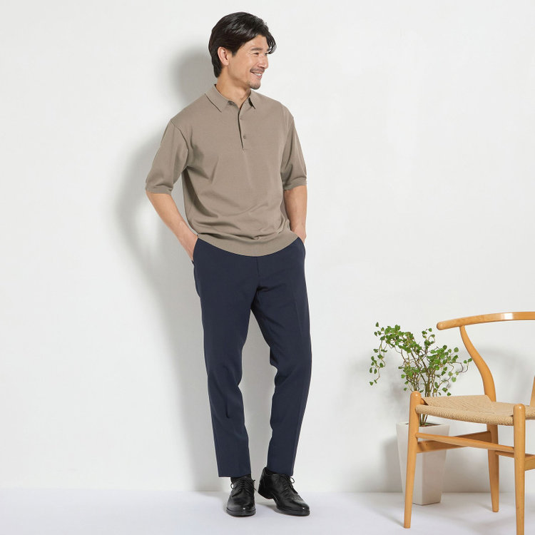 ジョンピアース 【JOHN PEARSE comfort navy】【半袖】ニットポロ/ブラウン 茶中間