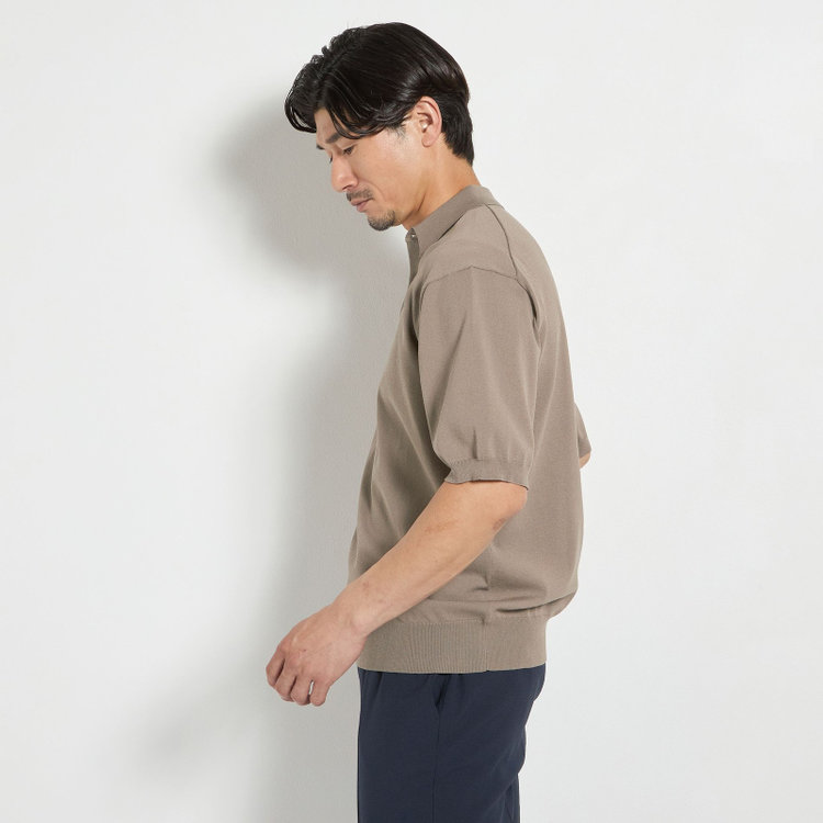 ジョンピアース 【JOHN PEARSE comfort navy】【半袖】ニットポロ/ブラウン 茶中間