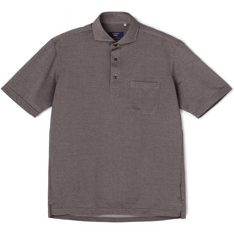 ＪＰコンフォート ネイビー 【半袖】【JOHN PEARSE comfort navy】【ノーアイロン】ホリゾンタルワイドビズポロシャツ プルオーバータイプ/デニムブラウン/ULTRA MOVE/ニット素材 茶中間
