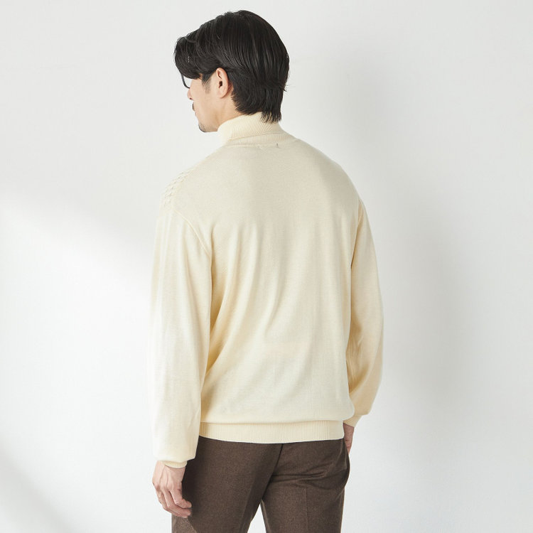 スタンリーブラッカ 【stanley blacker new york】【長袖】タートルネックケーブルニット/アイボリー オフホワイト
