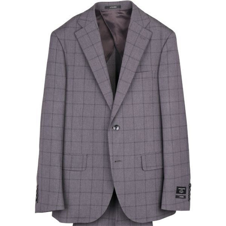 ＪＰ コンフォート 【JOHN PEARSE comfort】【春夏】2釦シングルスーツ 1タック/グレー×ウィンドペン/ULTRA MOVE/TRABEST グレー系(灰)