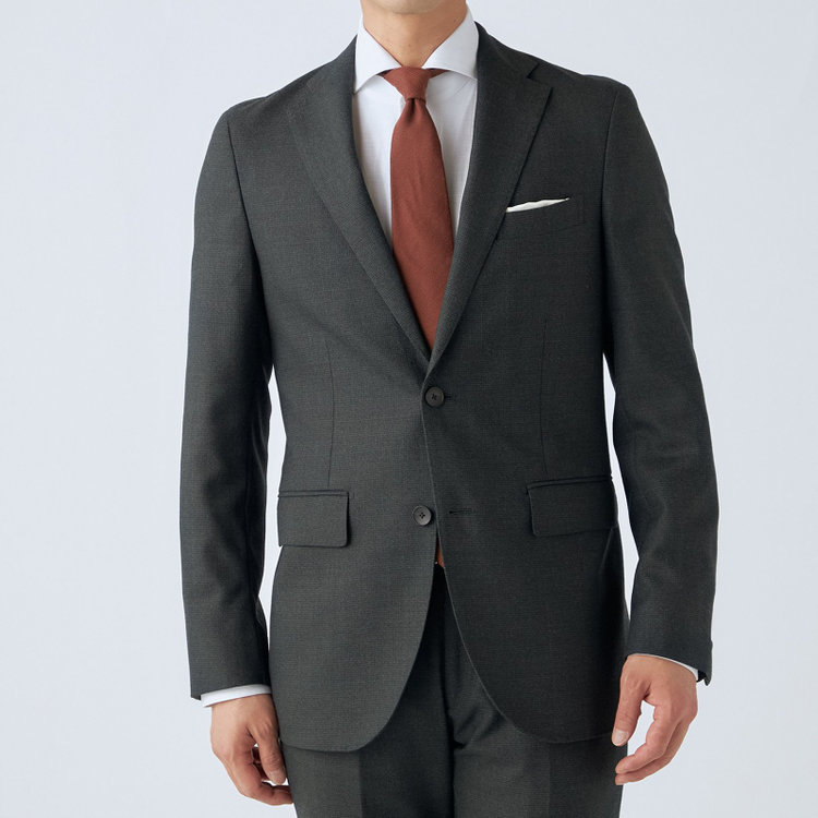 ＪＰ コンフォート 【JOHN PEARSE comfort】【秋冬】2釦シングルスーツ ショートタック/グリーングレー×チェック/REAL GRAY/NEW ZEALAND WOOLSHOWER CLEAN/SustainaBee Wool/※裾上げ必要 緑中間