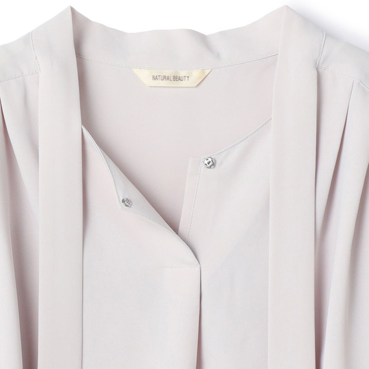 ナチュラル　ビューティー 【NATURAL BEAUTY】スリムボウタイカットソー/ライトグレー グレー淡色