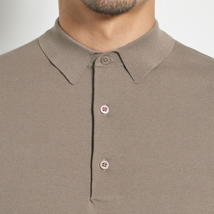 ジョンピアース 【JOHN PEARSE comfort navy】【半袖】ニットポロ/ブラウン 茶中間