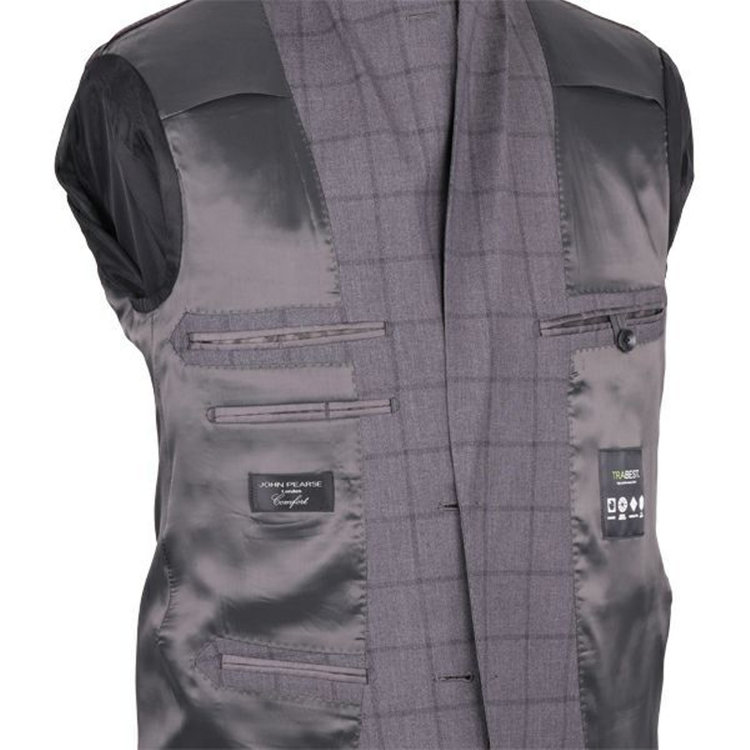 ＪＰ コンフォート 【JOHN PEARSE comfort】【春夏】2釦シングルスーツ 1タック/グレー×ウィンドペン/ULTRA MOVE/TRABEST グレー系(灰)