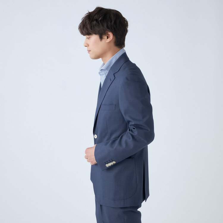 スタンリーブラッカ 【stanley blacker new york】【春夏】デニムルック2釦シングルセットアップジャケット/ネイビー×シャドーストライプ 紺中間