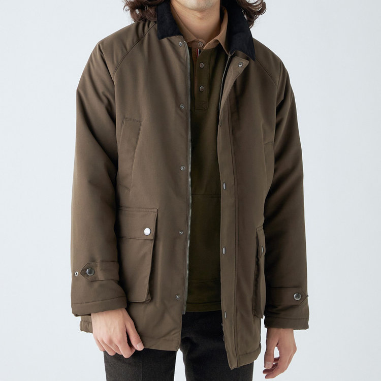 スタンリーブラッカ 【stanley blacker new york】【秋冬】衿切替長袖ポロ/カーキ 黄淡色