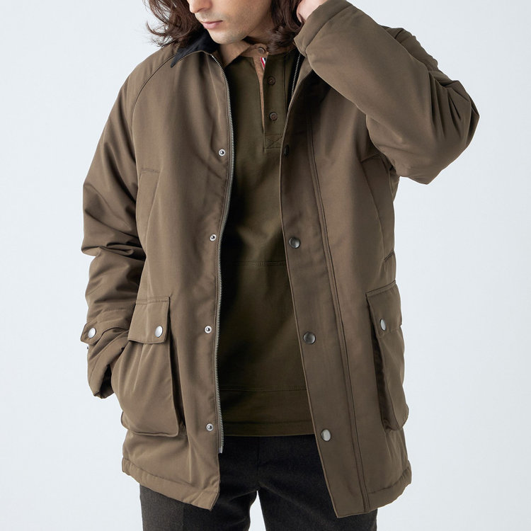 スタンリーブラッカ 【stanley blacker new york】【秋冬】衿切替長袖ポロ/カーキ 黄淡色