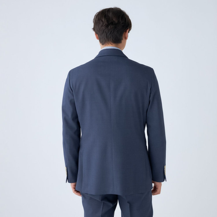 スタンリーブラッカ 【stanley blacker new york】【春夏】デニムルック2釦シングルセットアップジャケット/ネイビー×シャドーストライプ 紺中間