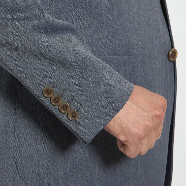 スタンリーブラッカ 【stanley blacker new york】【春夏】2釦ジャケット/グレー×ソラーロヘリンボーン グレー中間