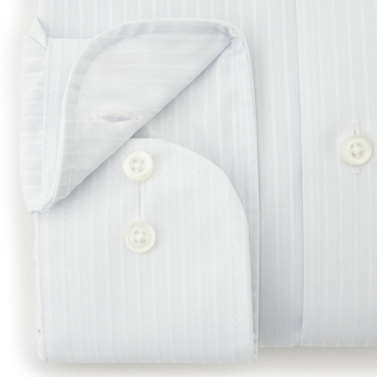 ジョンピアース 【JOHN PEARSE White】【形態安定】レギュラーカラードレスシャツ/グレー×ドビーストライプ/Oil guard グレー淡色