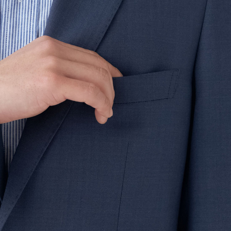 スタンリーブラッカ 【stanley blacker new york】【春夏】デニムルック2釦シングルセットアップジャケット/ネイビー×シャドーストライプ 紺中間