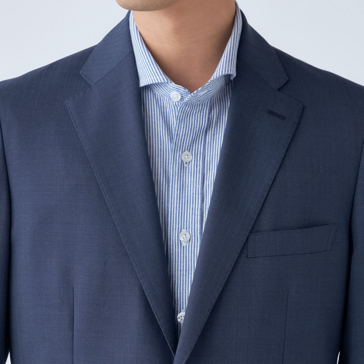 スタンリーブラッカ 【stanley blacker new york】【春夏】デニムルック2釦シングルセットアップジャケット/ネイビー×シャドーストライプ 紺中間