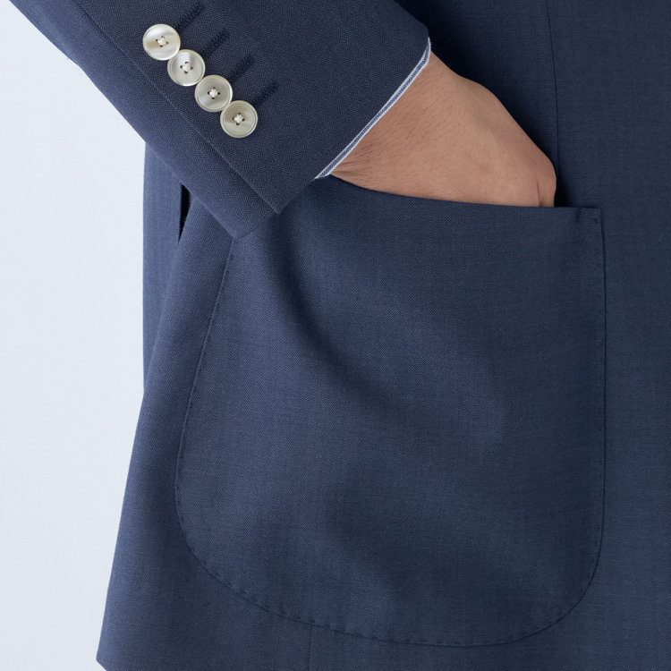 スタンリーブラッカ 【stanley blacker new york】【春夏】デニムルック2釦シングルセットアップジャケット/ネイビー×シャドーストライプ 紺中間
