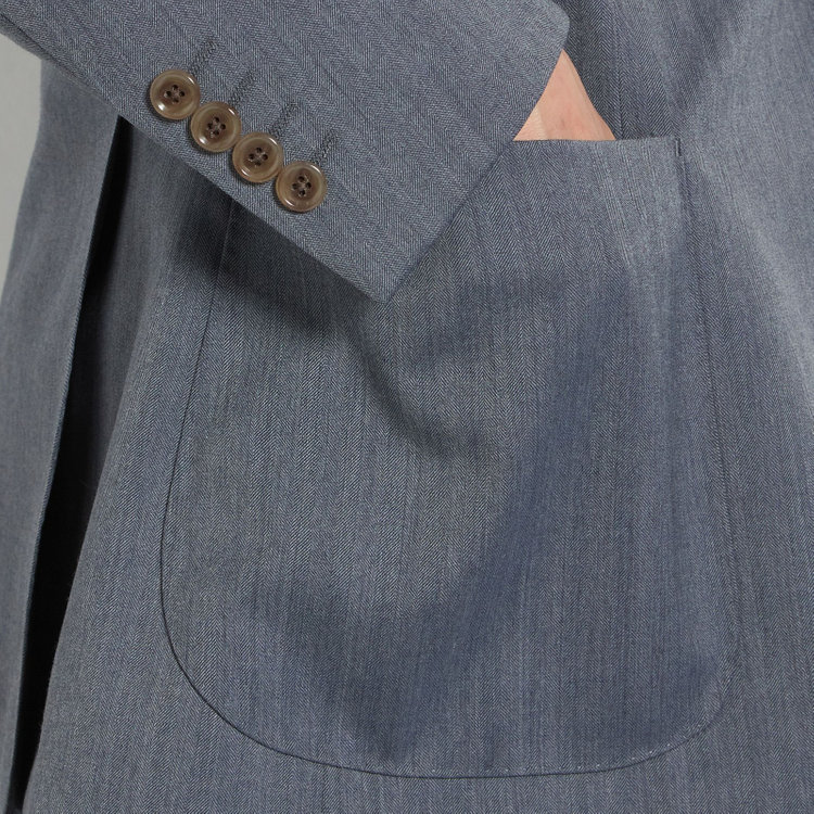 スタンリーブラッカ 【stanley blacker new york】【春夏】2釦ジャケット/グレー×ソラーロヘリンボーン グレー中間