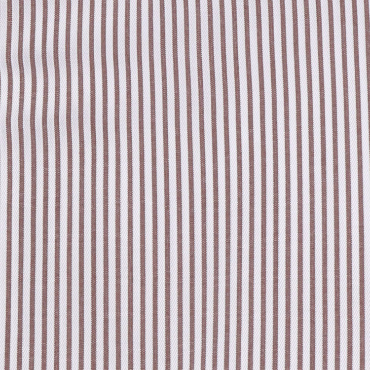 ドナートヴィンチウォモ 【Donato Vinci Italy Uomo】ワイドカラードレスワイシャツ/ホワイト×ブラウスストライプ/Tough釦/GIZA COTTON ブラウン系(茶)