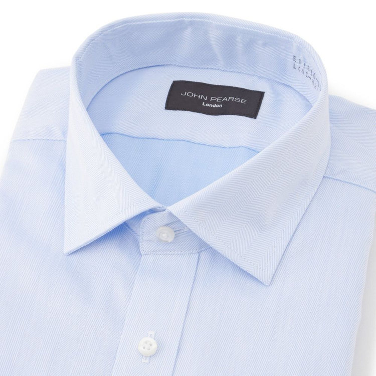 ジョンピアースブラック 【JOHN PEARSE Black】【形態安定】ワイドカラーワイシャツ/ブルードビーストライプ 青淡色