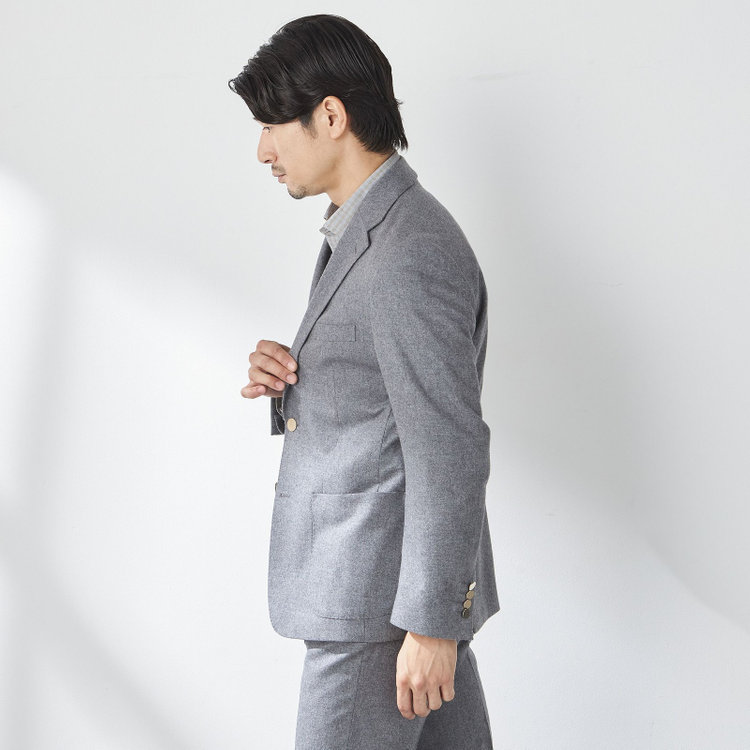 スタンリーブラッカ 【stanley blacker new york】【秋冬】2釦ジャケット/ライトフランネル グレー淡色