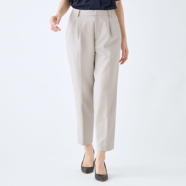 【WEB限定/OUTLET/汚れ・キズ等有】【mirum purple】【年間】タックテーパードパンツ/グレージュ