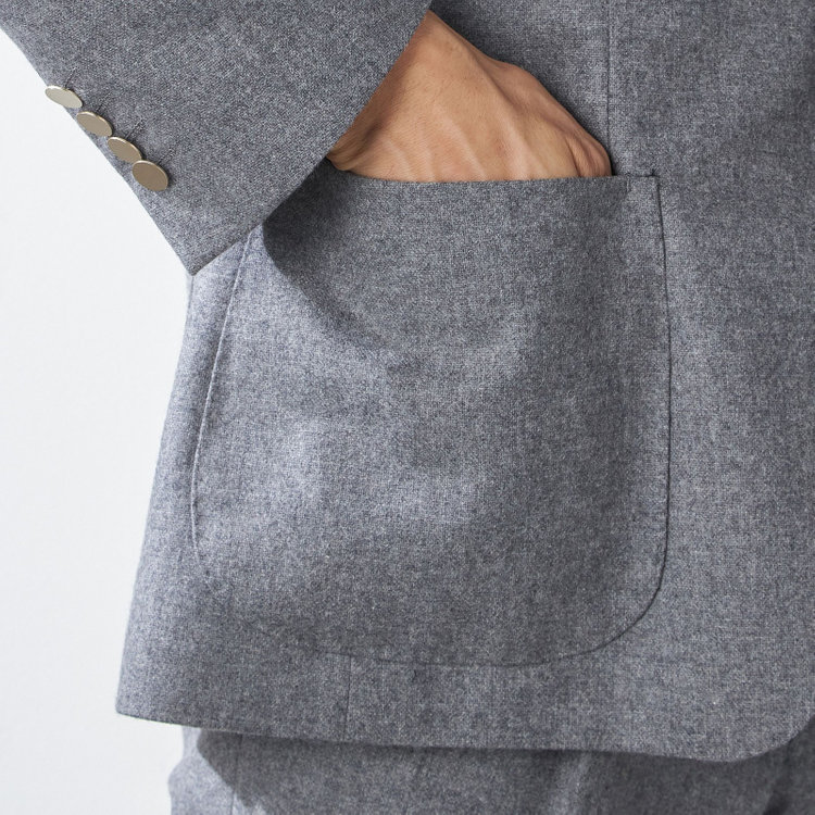 スタンリーブラッカ 【stanley blacker new york】【秋冬】2釦ジャケット/ライトフランネル グレー淡色