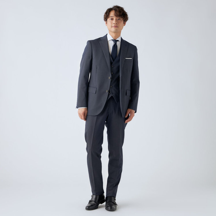 ＪＰ コンフォート 【ULTRA MOVE CROSS】【JOHN PEARSE comfort】【年間】2釦シングルジャケット/ネイビー×ハウンドトゥース 紺中間