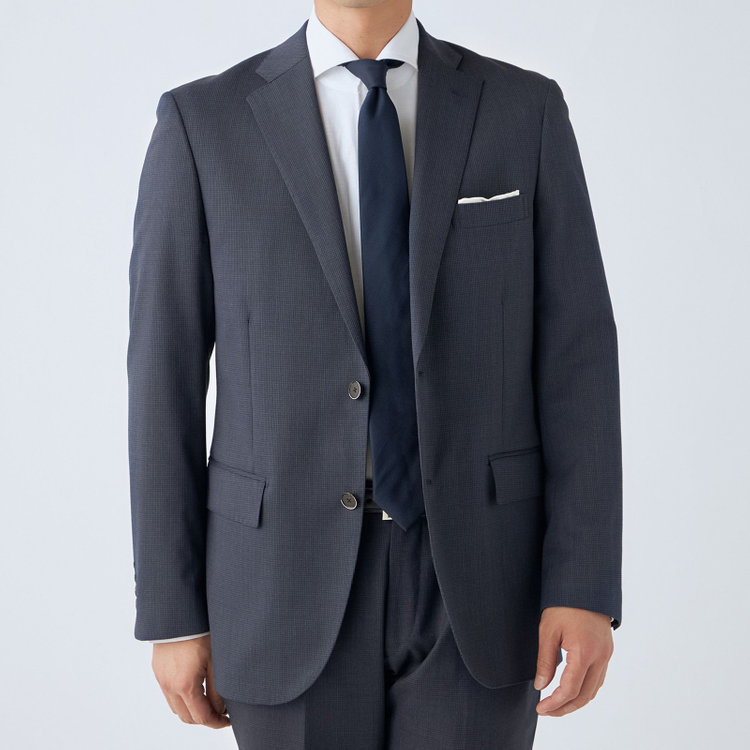 ＪＰ コンフォート 【ULTRA MOVE CROSS】【JOHN PEARSE comfort】【年間】2釦シングルジャケット/ネイビー×ハウンドトゥース 紺中間