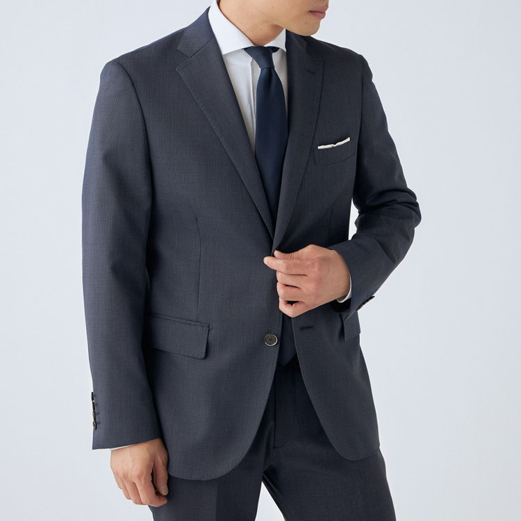 ＪＰ コンフォート 【ULTRA MOVE CROSS】【JOHN PEARSE comfort】【年間】2釦シングルジャケット/ネイビー×ハウンドトゥース 紺中間