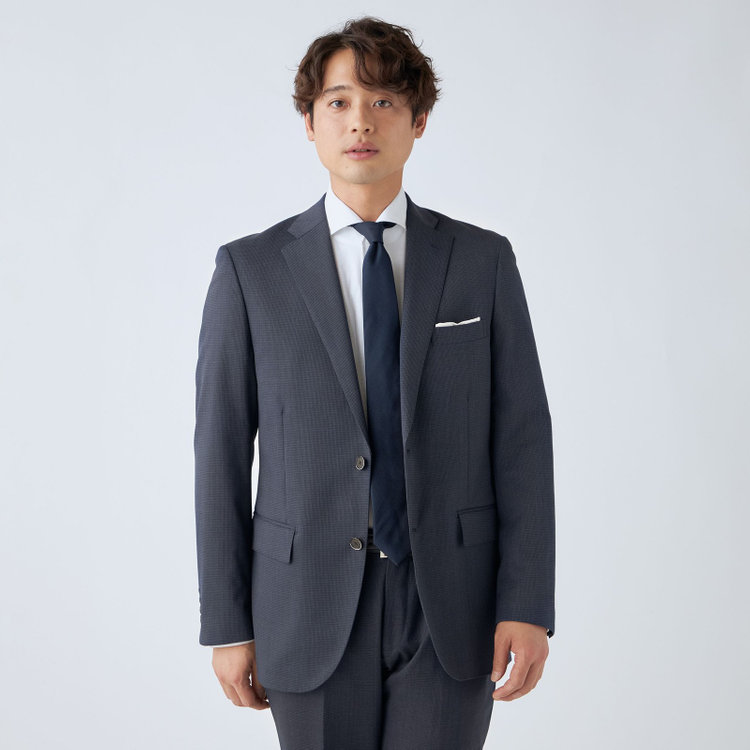 ＪＰ コンフォート 【ULTRA MOVE CROSS】【JOHN PEARSE comfort】【年間】2釦シングルジャケット/ネイビー×ハウンドトゥース 紺中間